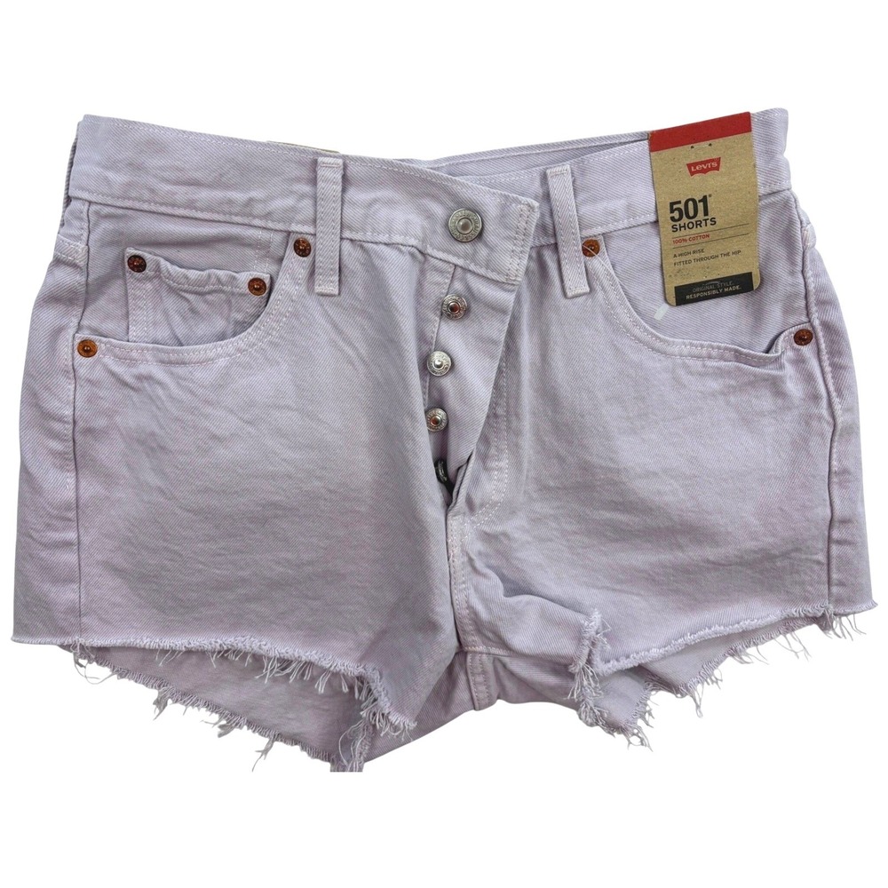 LEVI'S Shorts Women's 28 Lilac Purple 501 High Rise Button Fly Jean Short NWT